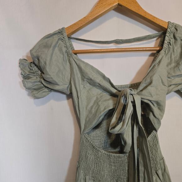 Aulieude Linen Charlotte Milkmaid Wrap Reversible Maxi Dress Cottagecore 6 Boho - Picture 6 of 8